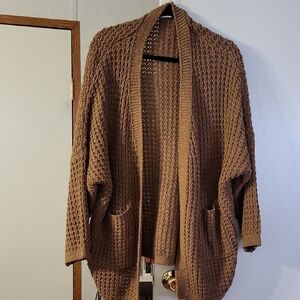 Cozy Brown Knit Cardigan Sweater